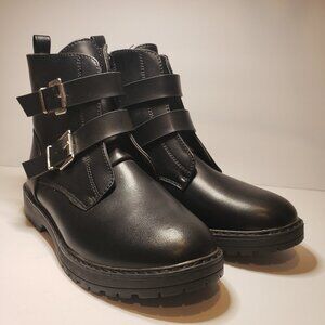 Apakowa Combat Black Boots sz: 4 Big Girls